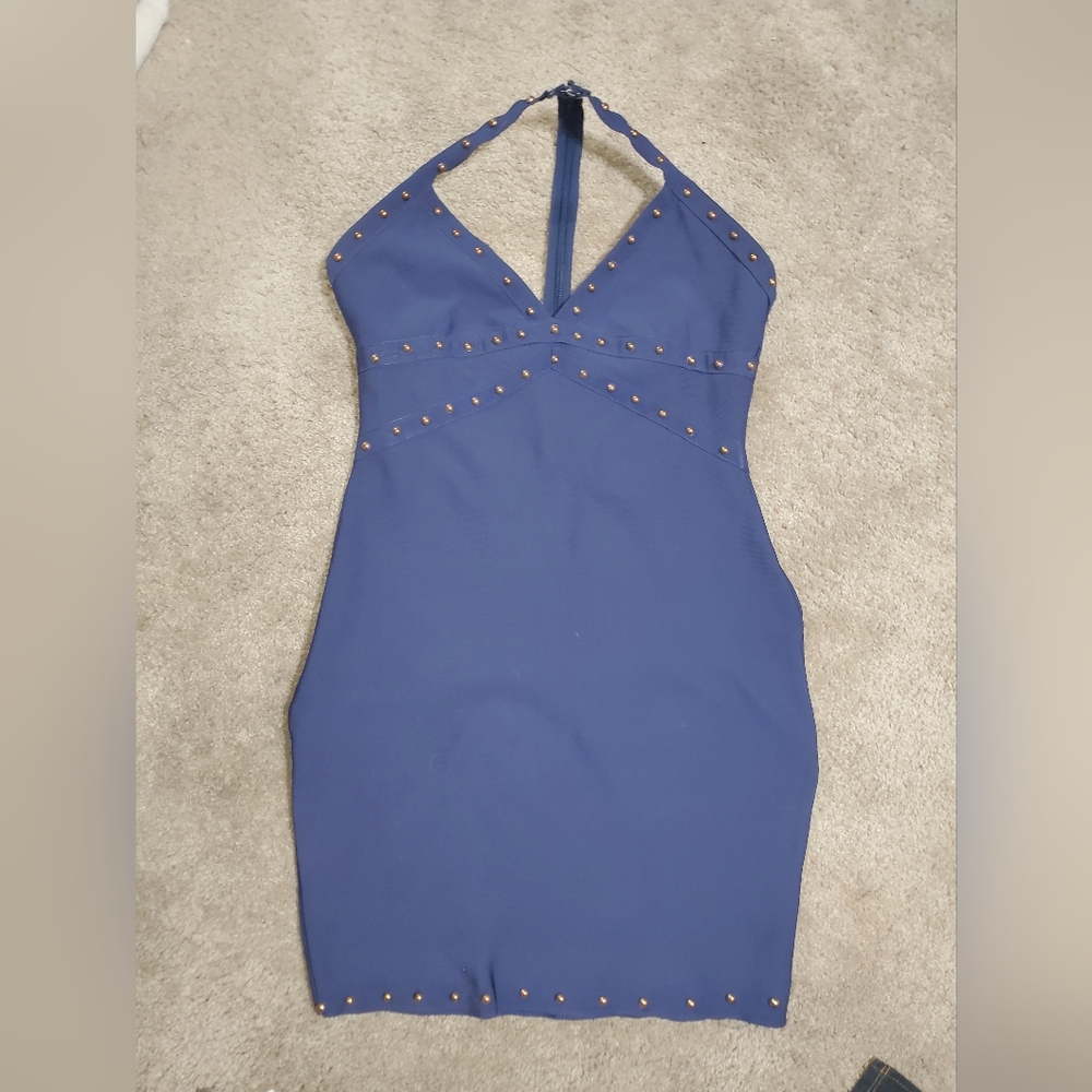 Missguided Navy Blue Bandage Dress Mini 8